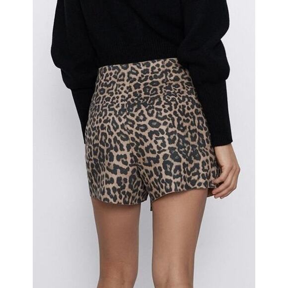 Zara Faux Suede Cheetah Mini Skort XS Leopard Animal Print Short Night Out Party - Picture 11 of 11